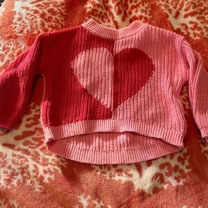 Heart Patterned Pink and Red Sweater